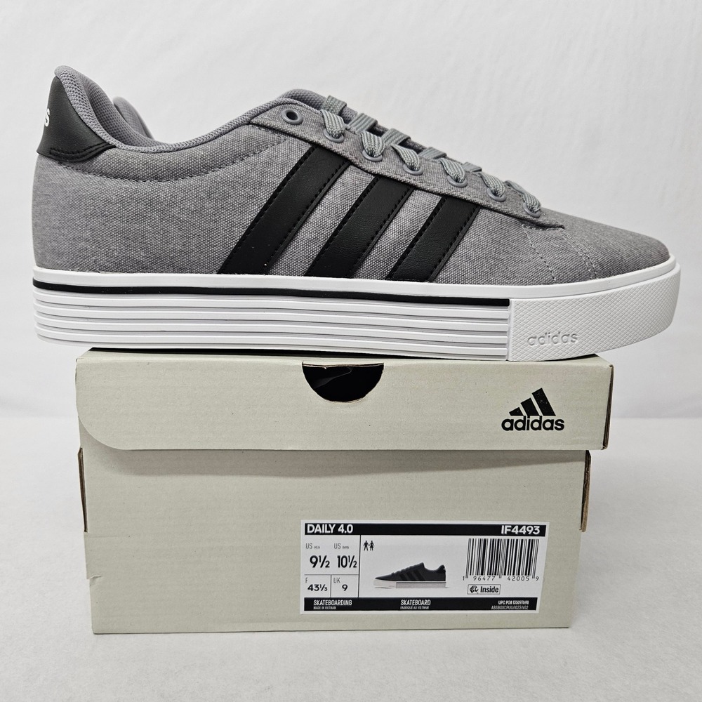 Adidas Daily 4.0 Athletic Shoes IF4493 Grey Black White Men's Size 9.5